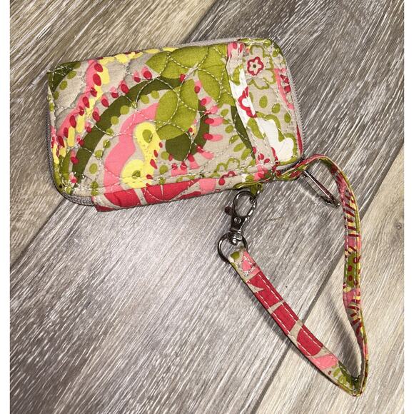 Kim Rogers Womens Top Zip Wristlet Wallet Green Pink Tan Yellow New Without Tag - Picture 4 of 5